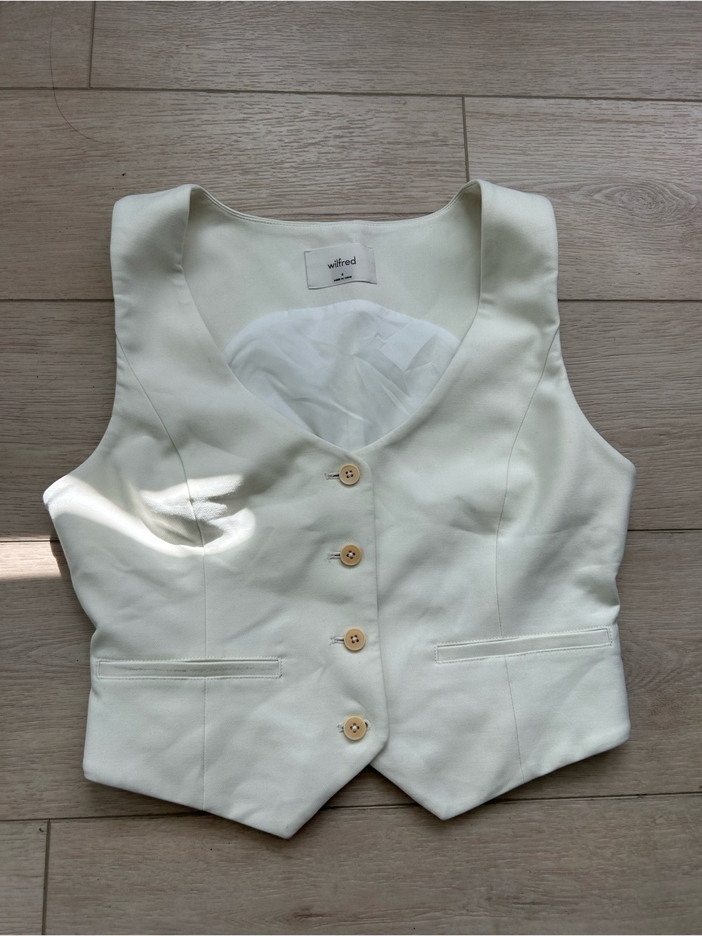 Wilfred Cream Button Front Tailored Vest
